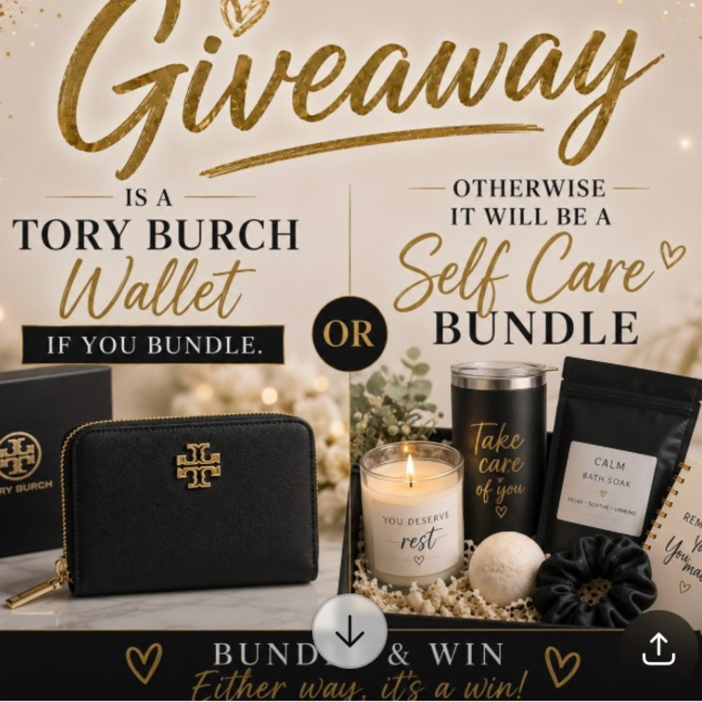 Giveaway!Tory Burch Black Leather Wallet with Gold Logo